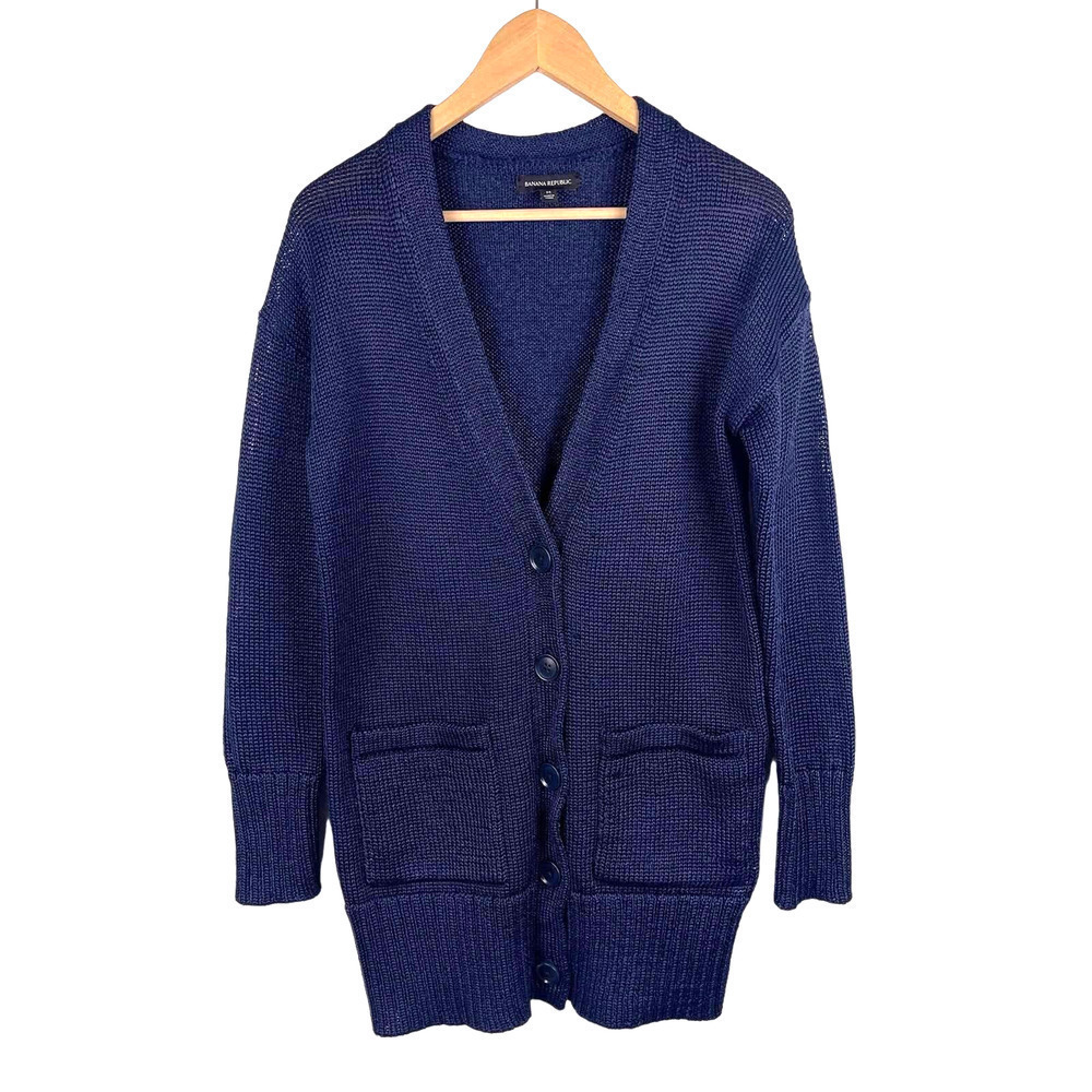 Banana Republic Navy Blue Knit Button-Front Cardigan